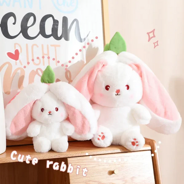 Strawberry Bunny Transformed into Little Rabbit Fruit Doll Plush Toy