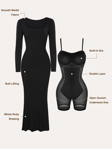 Today 49% Off Built-In Shapewear Modal Soft Lounge Dresses