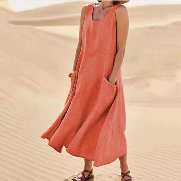 🔥 Last Day Promotion 48% OFF 🔥Women's Sleeveless Cotton And Linen Dress